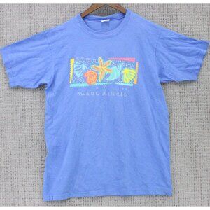Vintage On White Shirt Men Large L Blue Short Sleeve Maui Hawaii Sea Graphic 90s